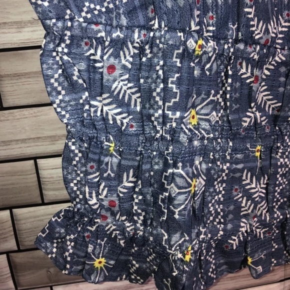 NEW! Anthropologie Forever That Girl Blue Boho Long Sleeve Blouse Size Medium - Picture 3 of 9